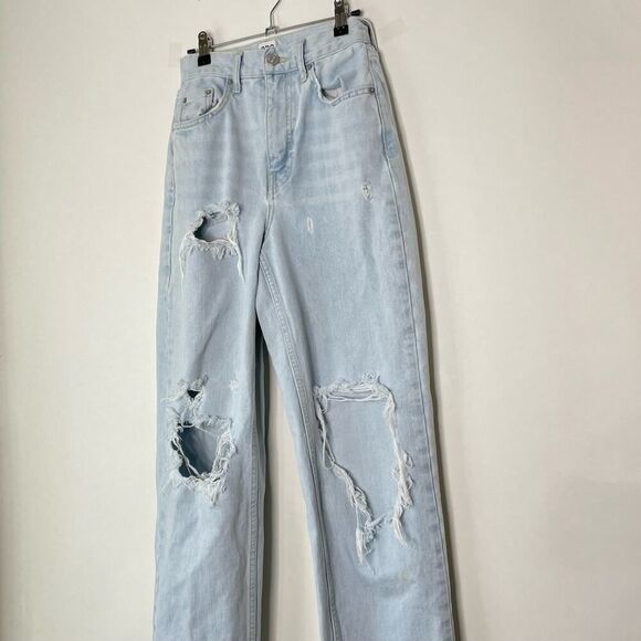 BDG Urban Outfitters High Rise Distressed Straight Jeans 26 Light Wash #AM - Picture 4 of 9
